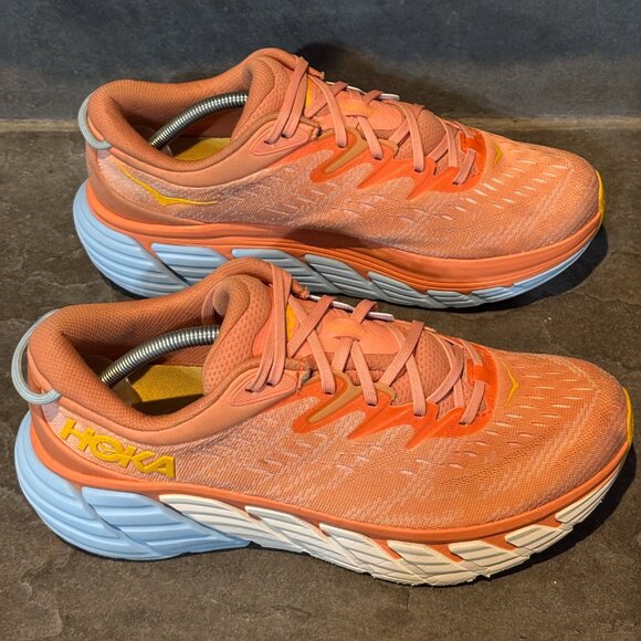 HOKA One One Gaviota 4 Women’s 12B Coral Orange Running Shoes Gorpcore Comfort - Picture 5 of 15